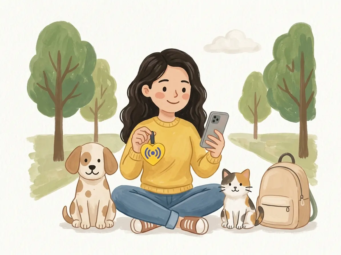 Una persona preparando perfiles para sus mascotas y pertenencias